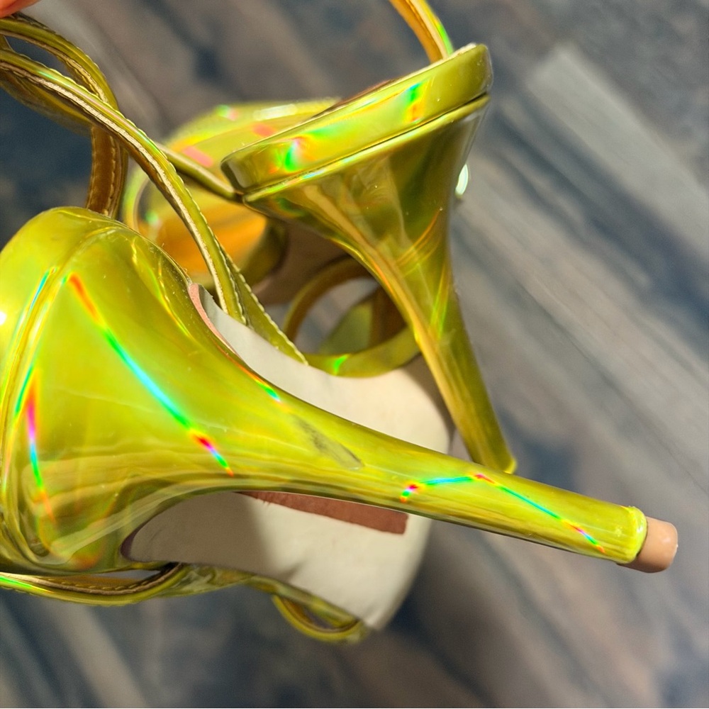 Sam Edelman Gemmie Mimosa Gold Metallic Ankle Strap Sandals heels Size 7 - Picture 14 of 15